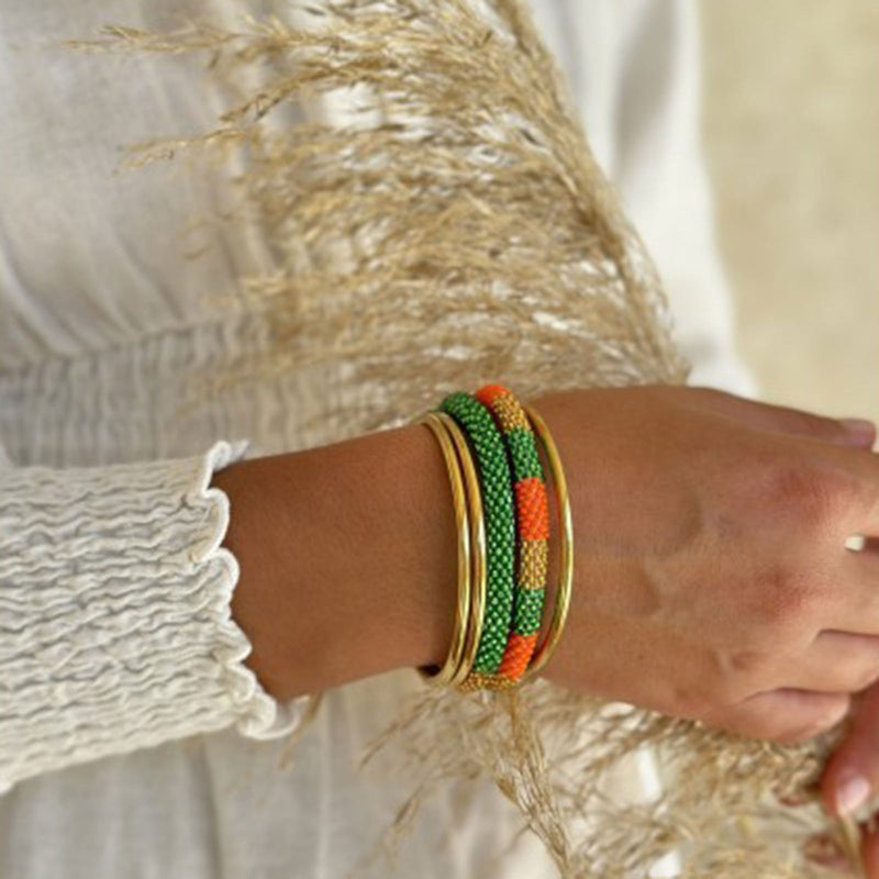 Nepalese Bracelet orange/green/gold Maison Kizo