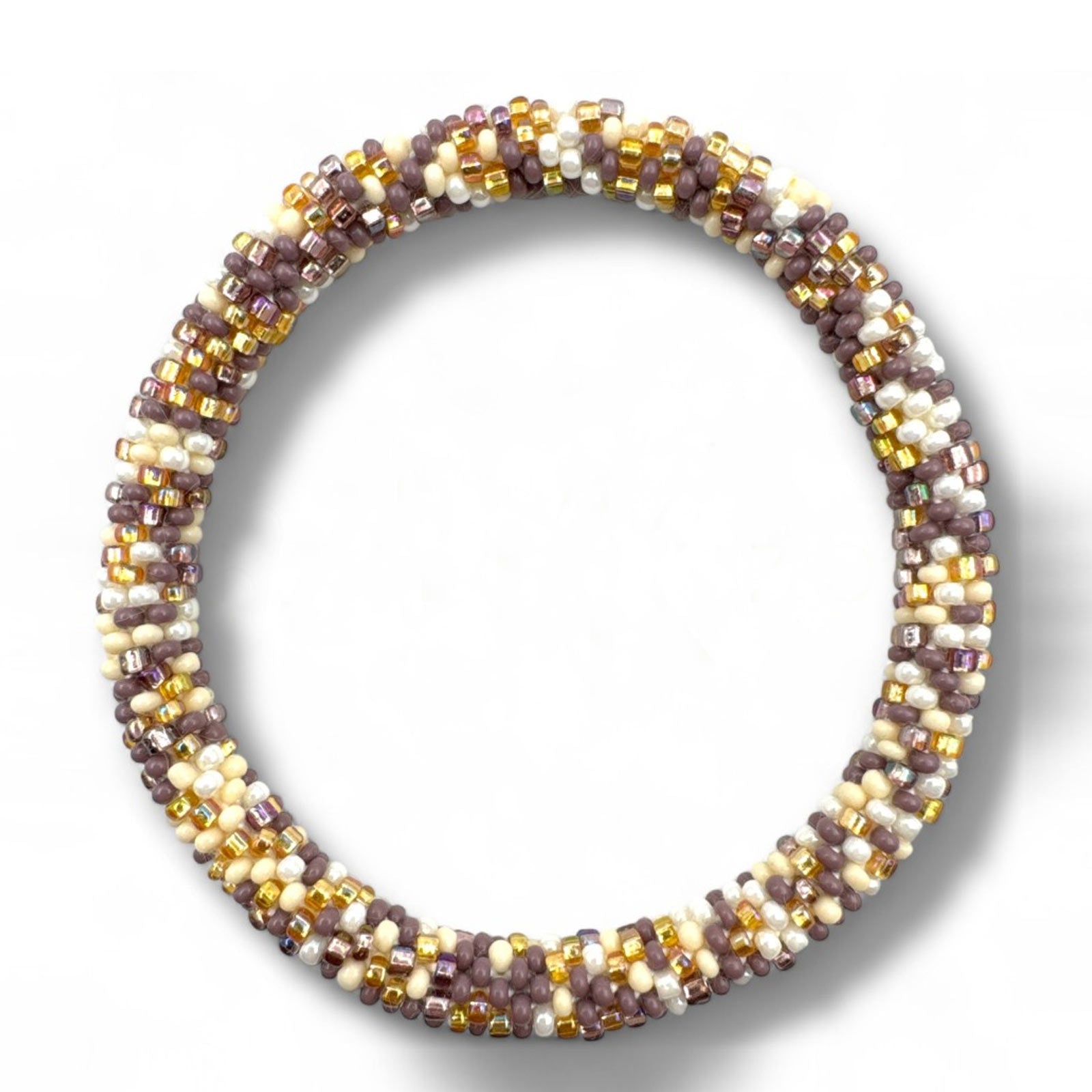 Nepalese Bracelet white/lilac/gold pattern Maison Kizo