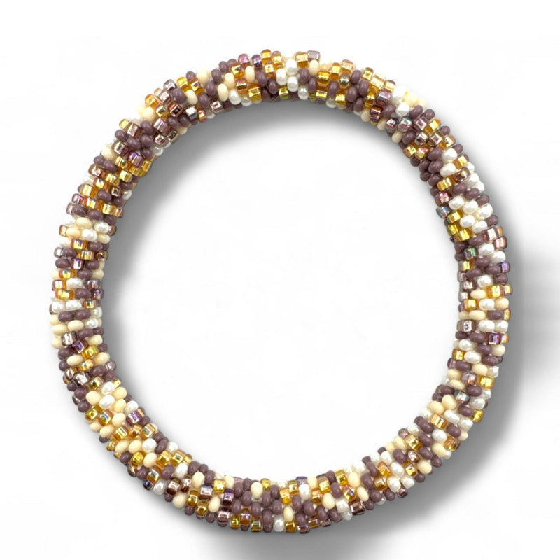 Nepalese Bracelet white/lilac/gold pattern Maison Kizo