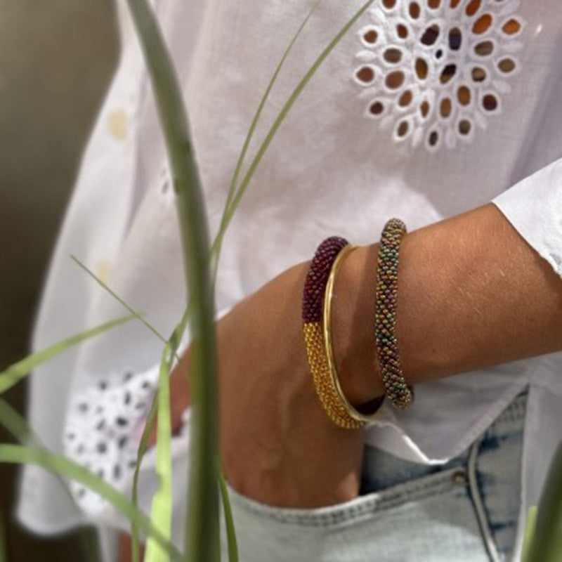 Nepalese Bracelet wine/gold Maison Kizo