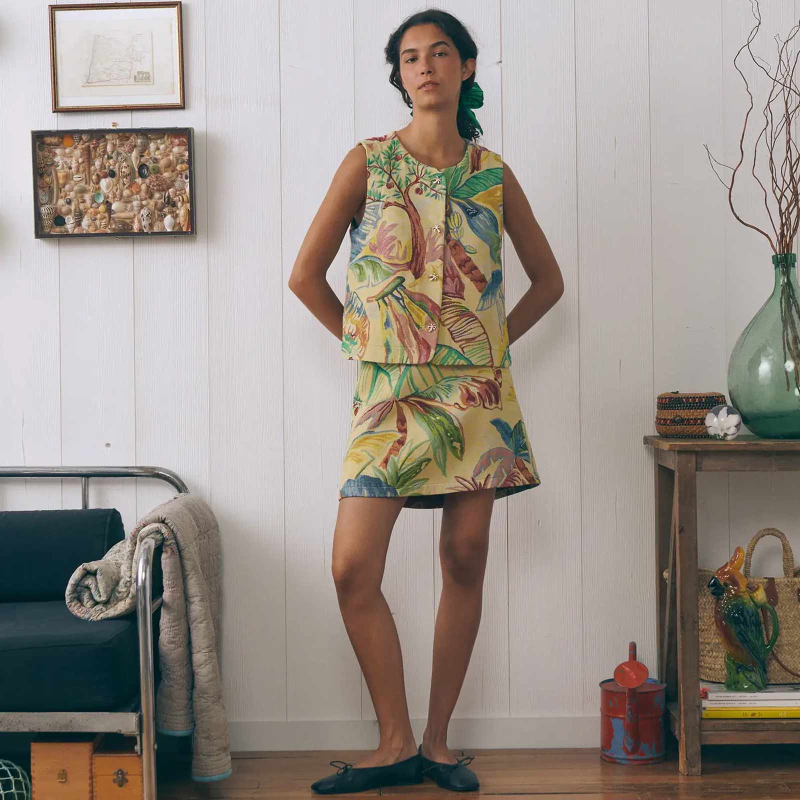 Missofee Skirt palm tree jacquard Maison Labiche