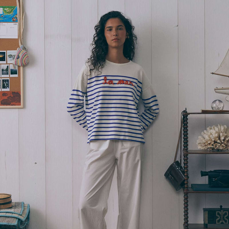 Montpar La Mer/GOTS Longsleeve ivory/blue Maison Labiche