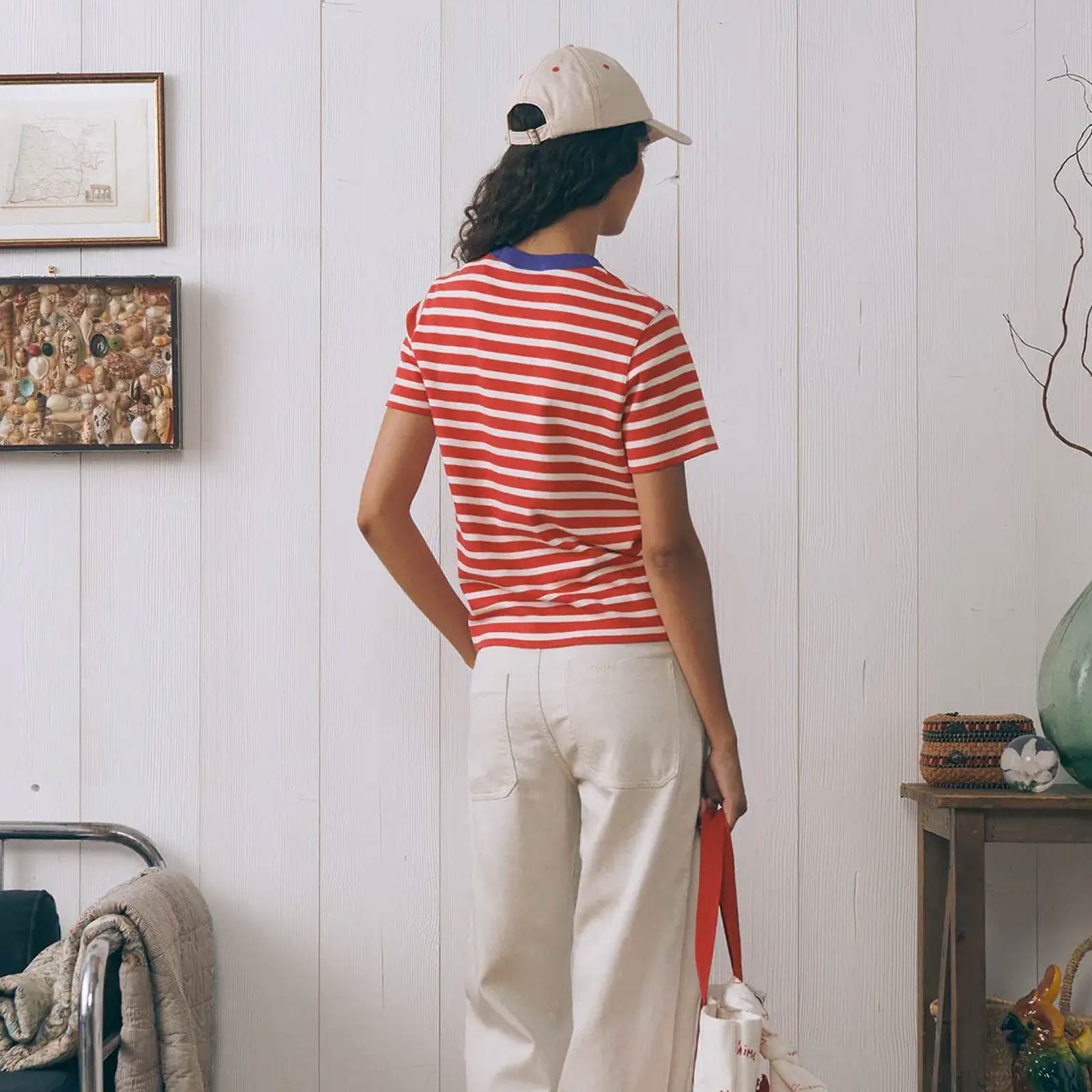 Pers Mini Patch Coeur/GOTS T-Shirt ivory/poppy Maison Labiche