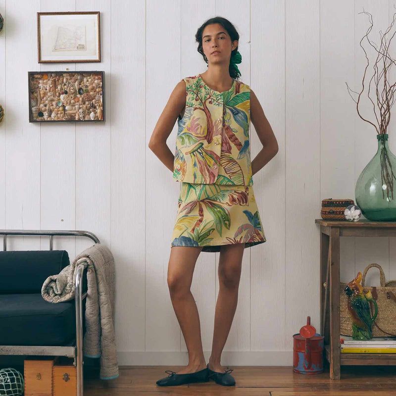 Valhubert Sleeveless Jacket palm tree jacquard Maison Labiche