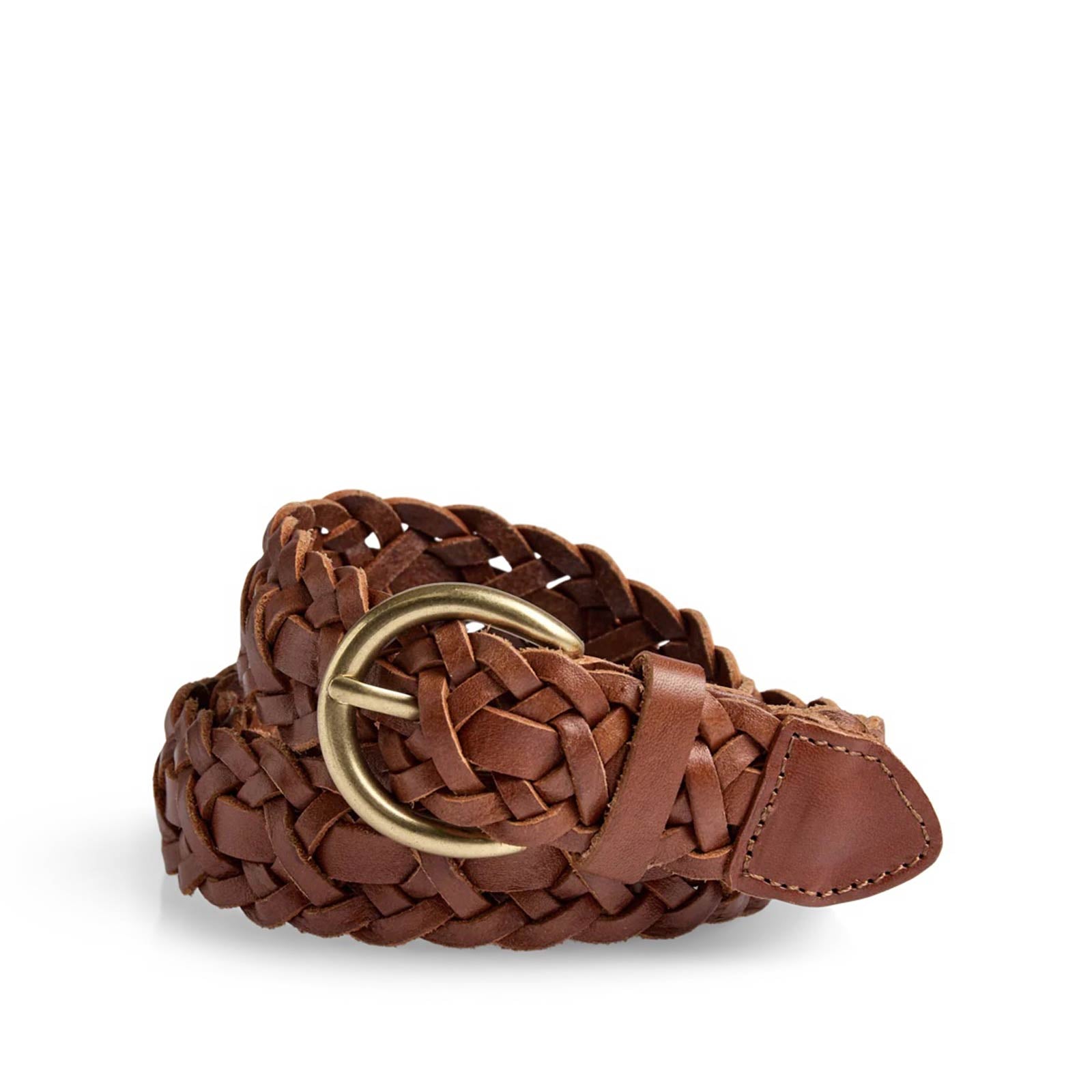 HarlynMBG Braided Belt cognac w/br.gold