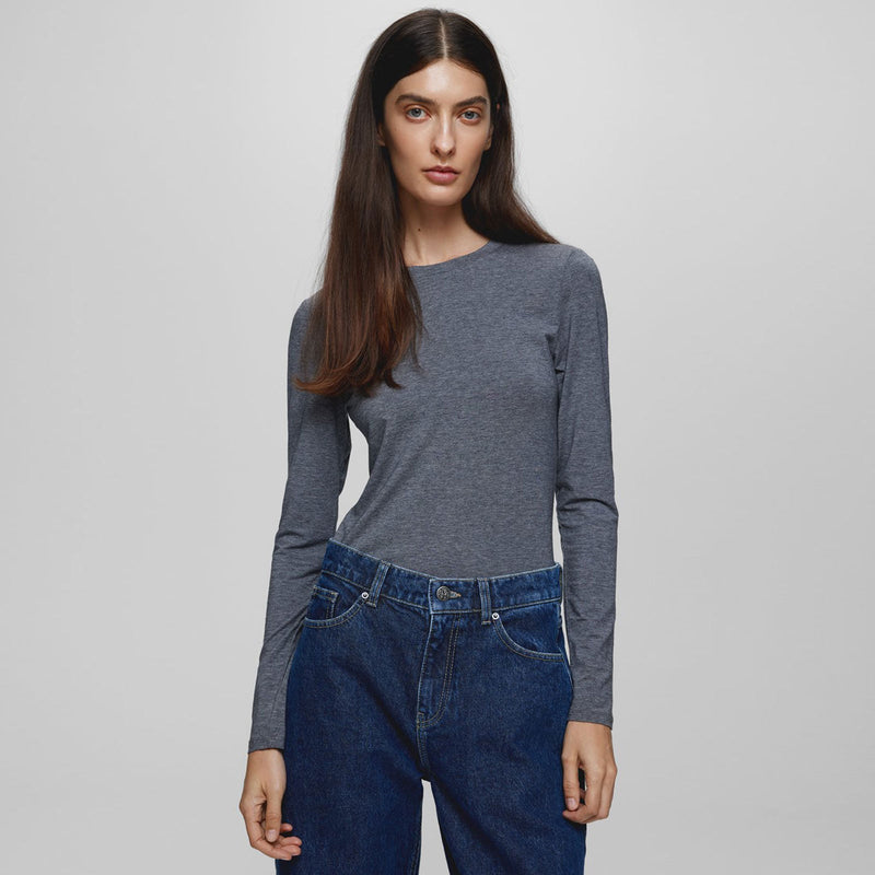 MSCHBetrina O LS Top mid grey melange MSCH Copenhagen