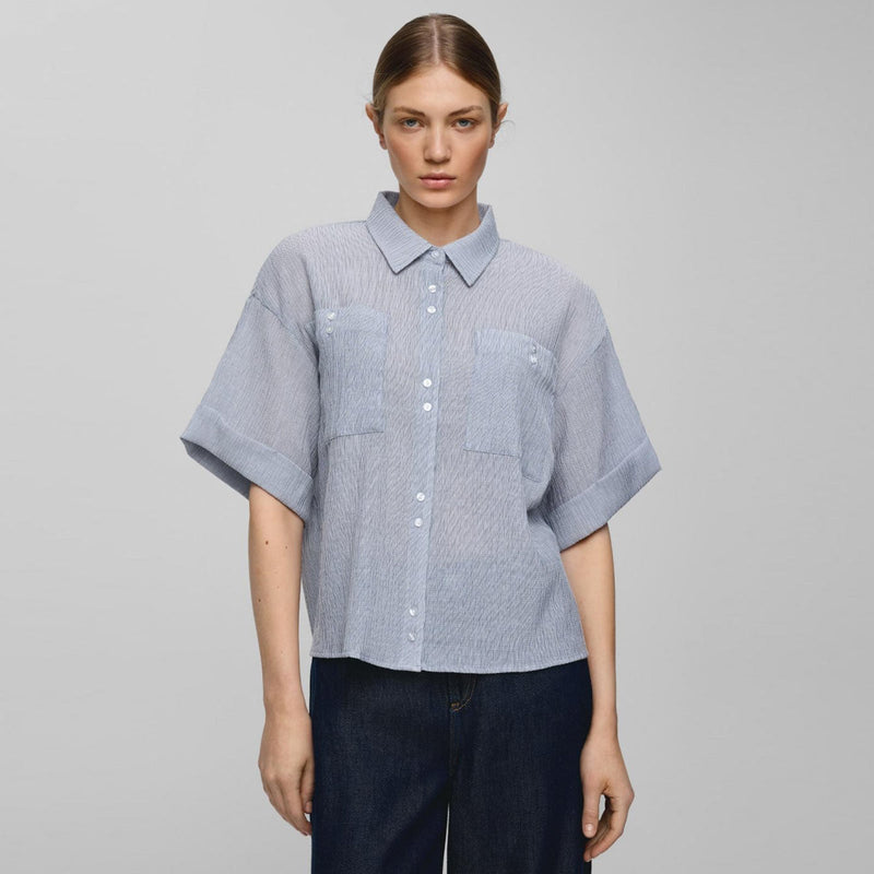 MSCHKinley 2/4 Shirt Stp oceana/bright white MSCH Copenhagen