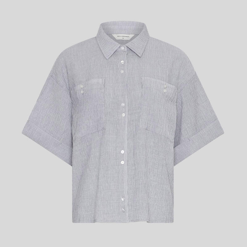 MSCHKinley 2/4 Shirt Stp oceana/bright white MSCH Copenhagen