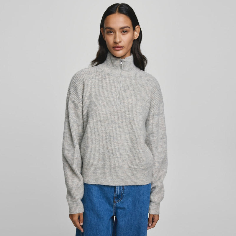 MSCHMeilani Gytta M Zip Pullover warm light grey melange MSCH Copenhagen