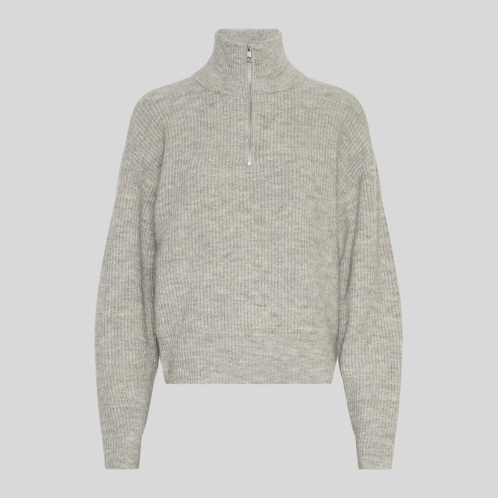 MSCHMeilani Gytta M Zip Pullover warm light grey melange MSCH Copenhagen