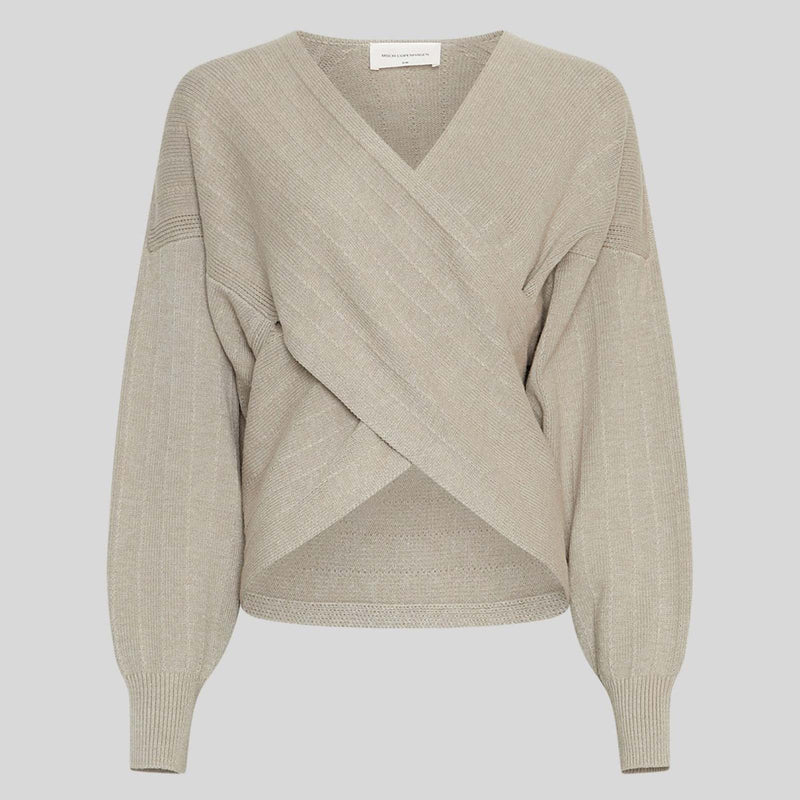 MSCHZine Rachelle Wrap Pullover warm light grey melange MSCH Copenhagen