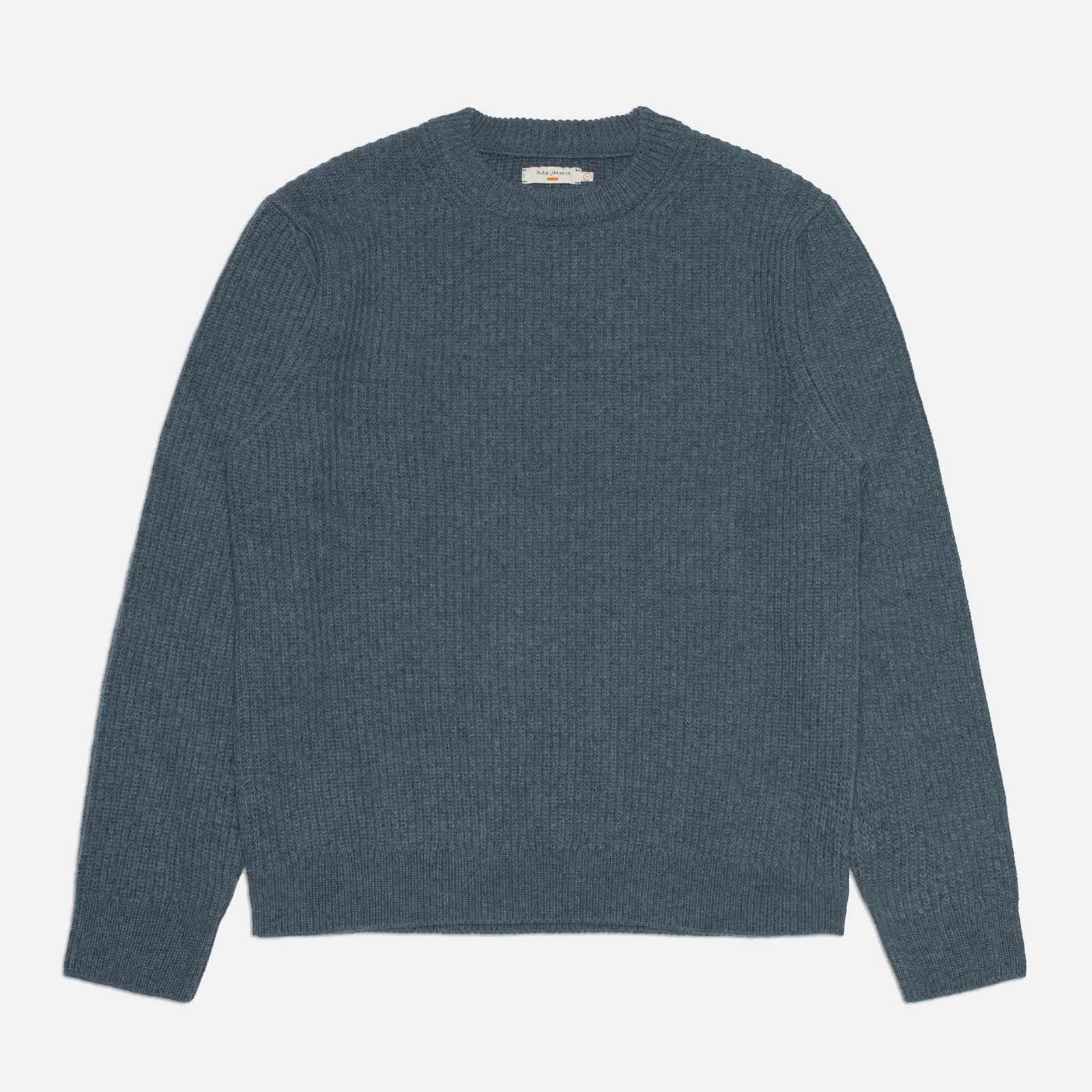 August Rib Wool Sweater blue melange Nudie Jeans