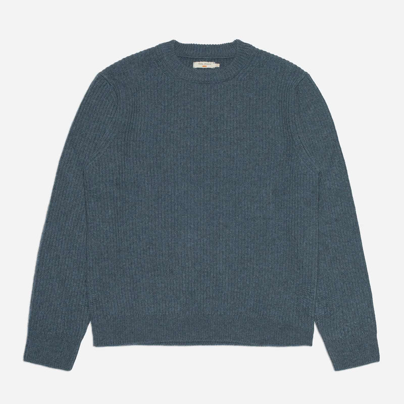 August Rib Wool Sweater blue melange Nudie Jeans