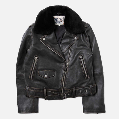Greta Biker Leather Jacket black