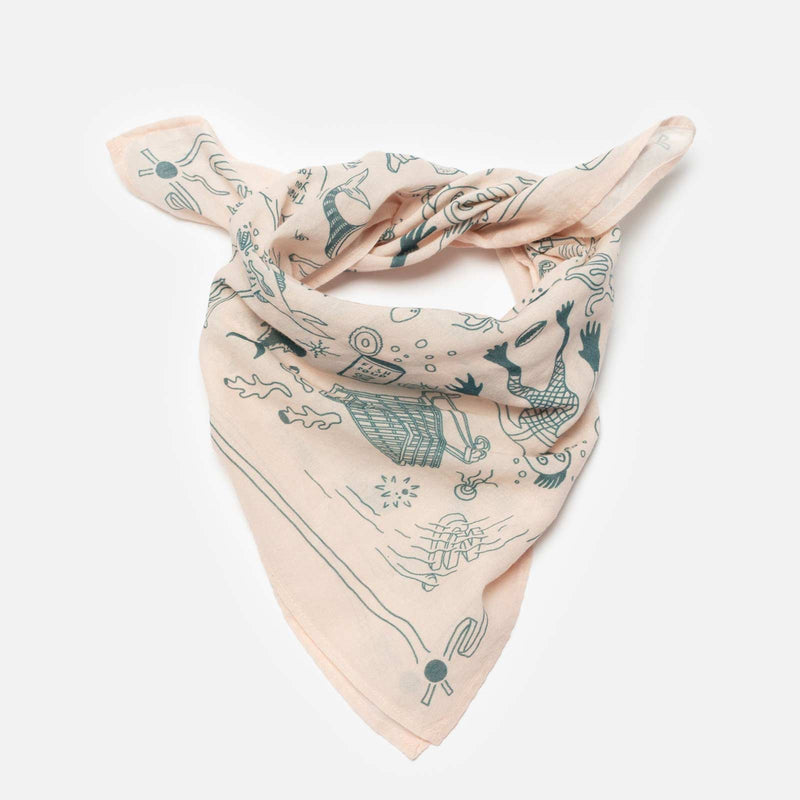 Ingrid Bandana Deep Sea Doodle pink Nudie Jeans