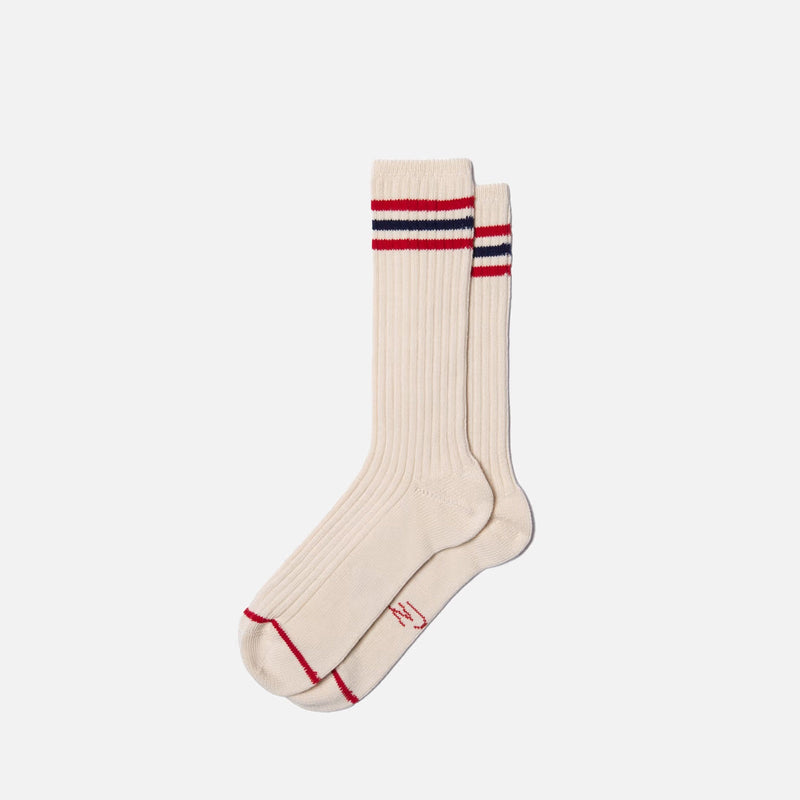 Men Tennis Socks Retro off white/ red Nudie Jeans