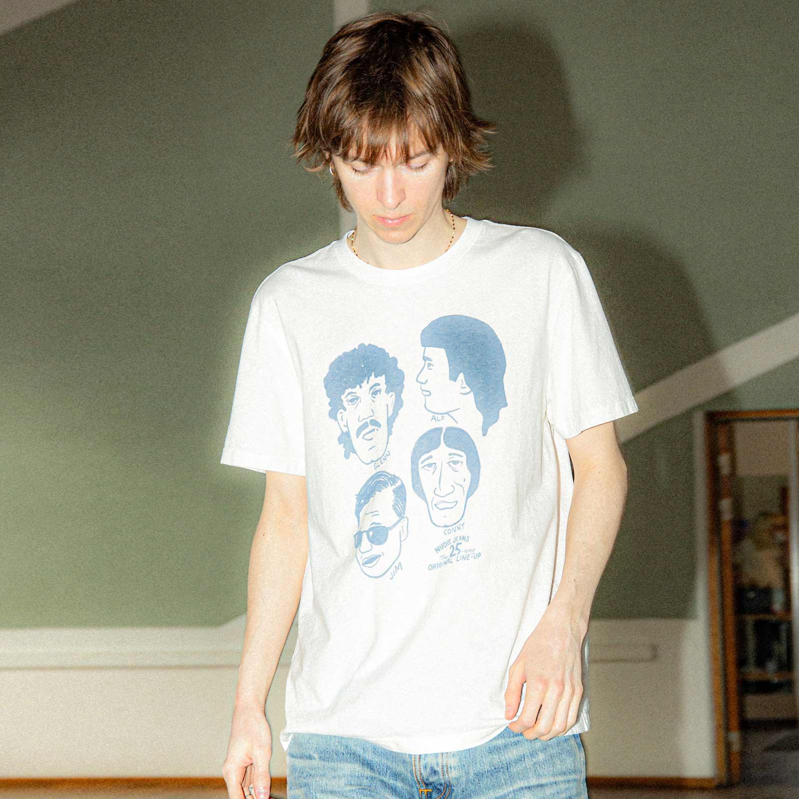 Roy T-Shirt Fab Four chalk white Nudie Jeans