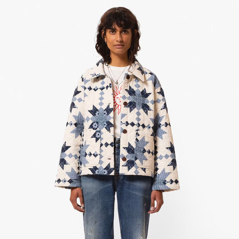 Signe Quilted Cotton Jacket offwhite/blue