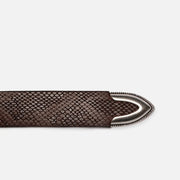 Western Faux Snake Silver Belt dark brown