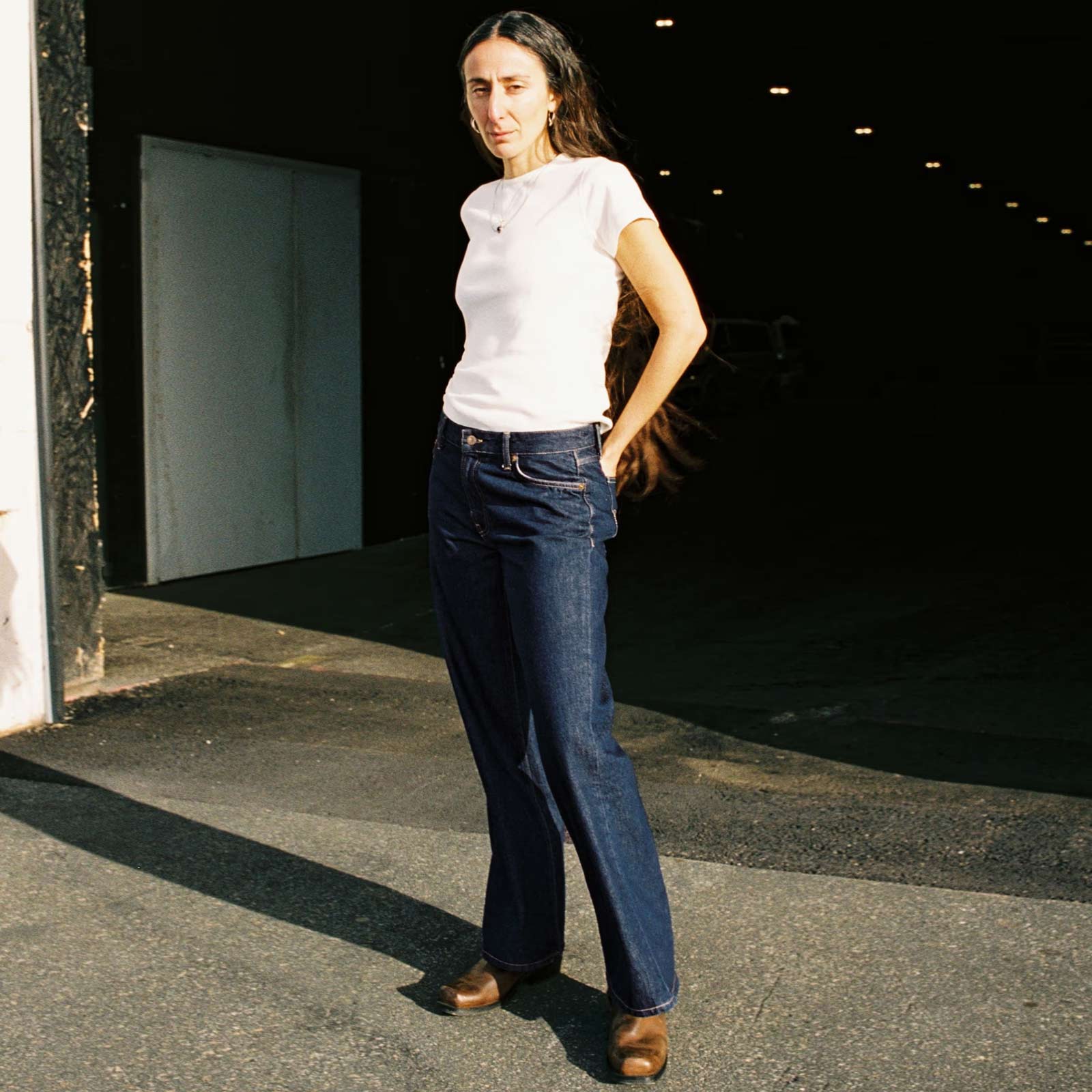 Wide Heidi classic blue Nudie Jeans