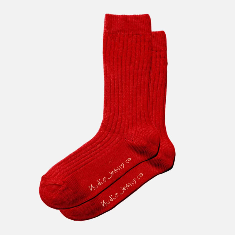 Women Cotton Ribbed Socks red