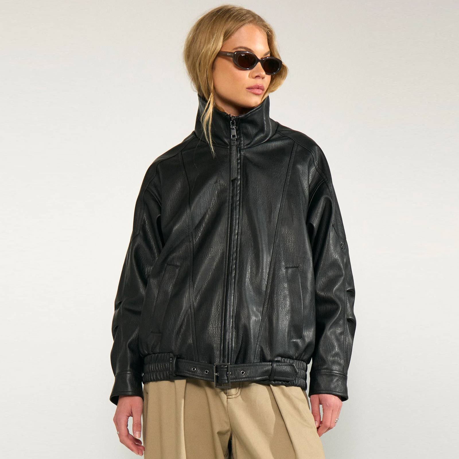 NUBika Oversize PU Jacket caviar