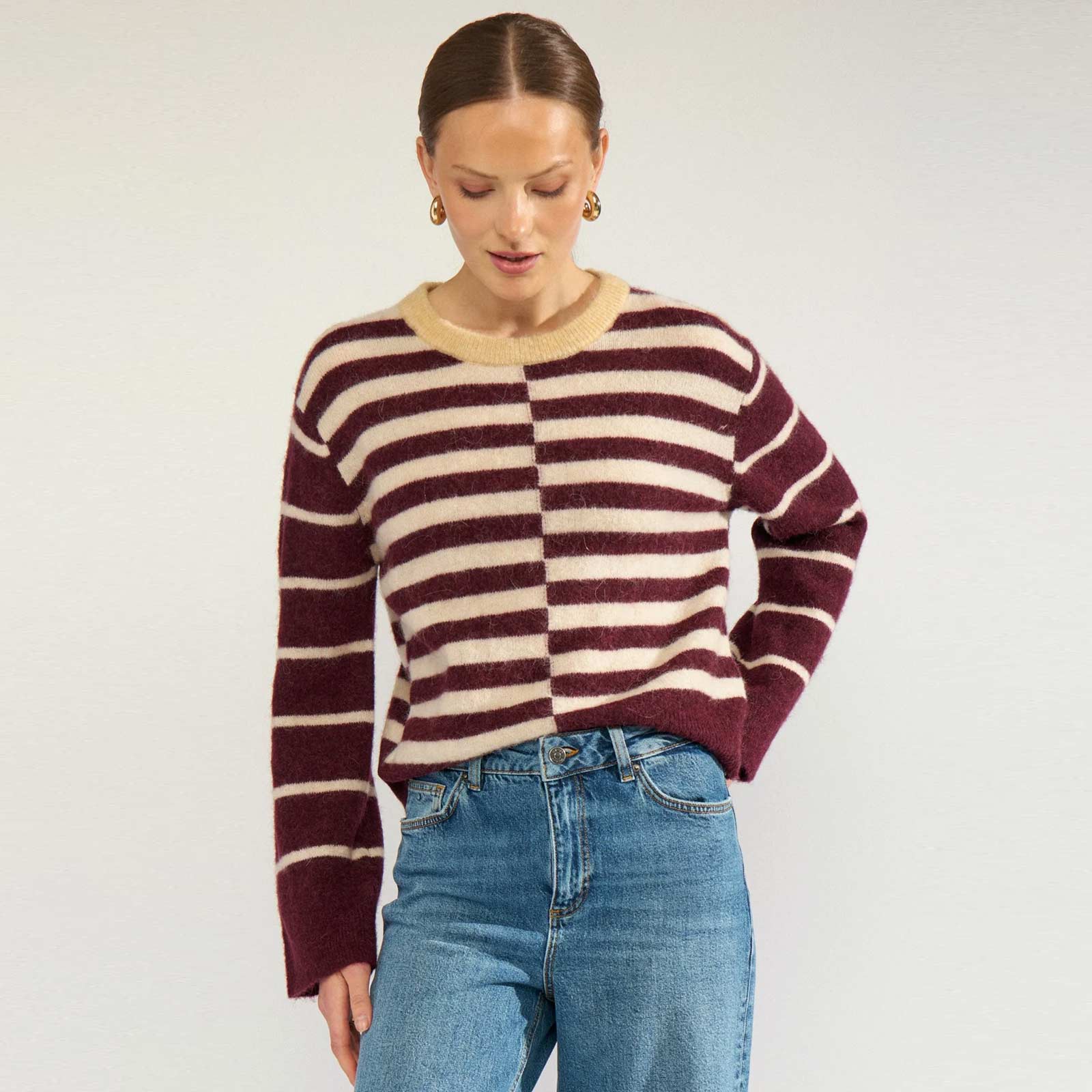 NURiette Block Stripe Pullover fig