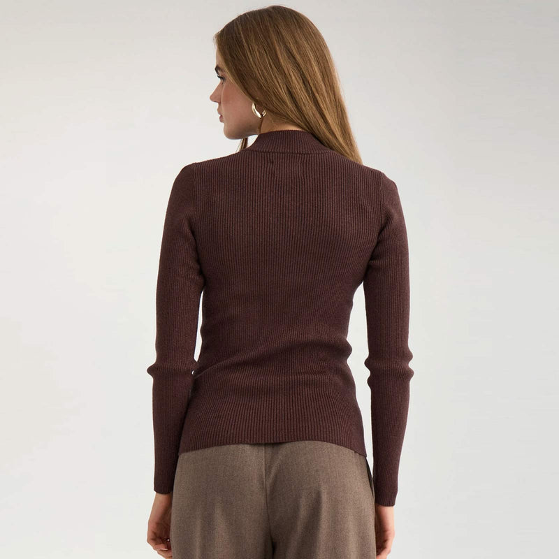 Nubia Lurex LS Pullover chocolate plum