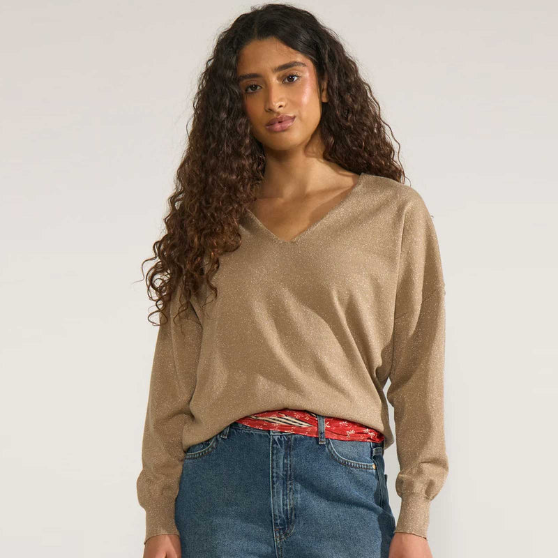 Nudayletta Lurex V-Neck Pullover silver mink
