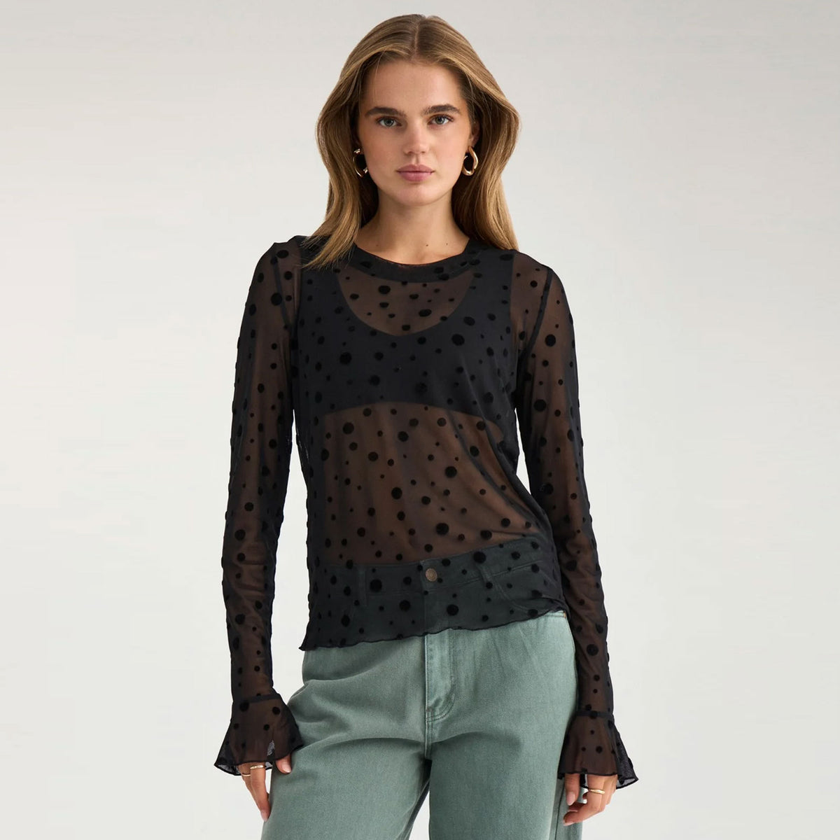 Nuevita LS Mesh Blouse caviar
