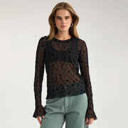 Nuevita LS Mesh Blouse caviar
