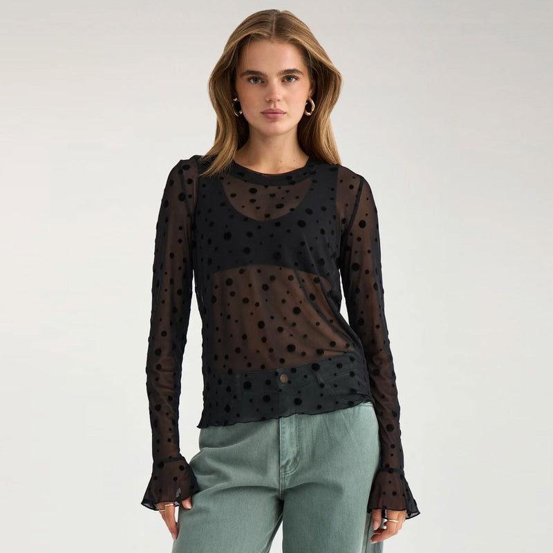 Nuevita LS Mesh Blouse caviar