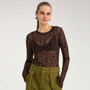 Nuevita LS Mesh Blouse chocolate plum