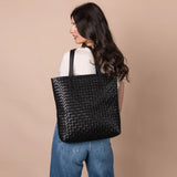 Georgia Woven Leather Bag black