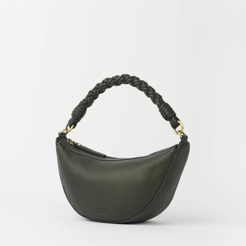 Leo Mini Twisted Handle Soft Grain Leather Bag moss