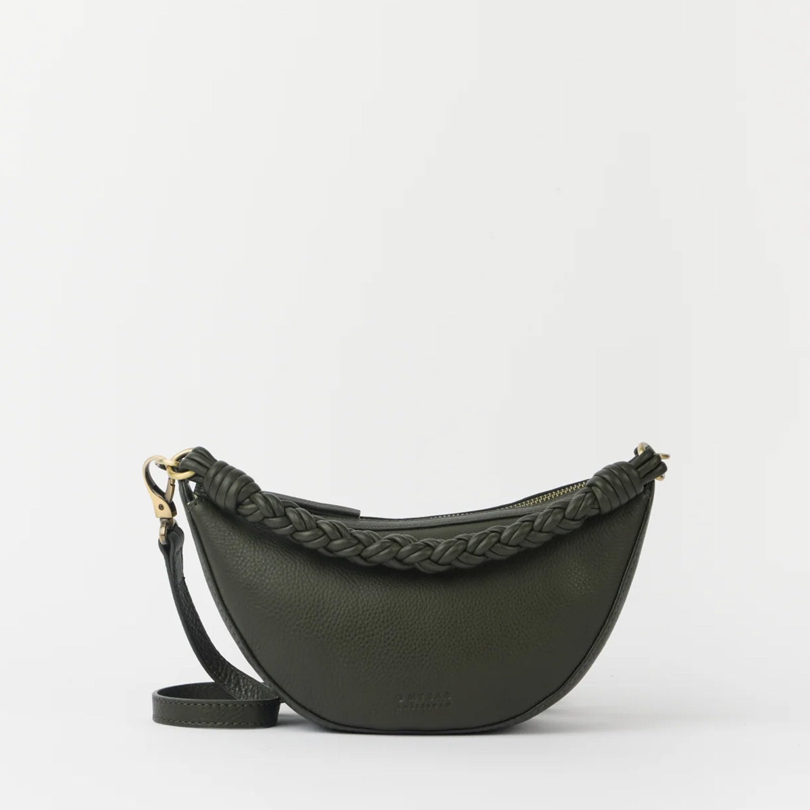 Leo Mini Twisted Handle Soft Grain Leather Bag moss