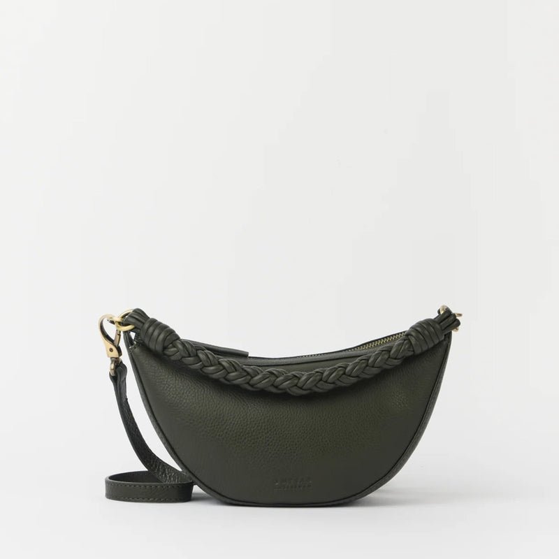 Leo Mini Twisted Handle Soft Grain Leather Bag moss