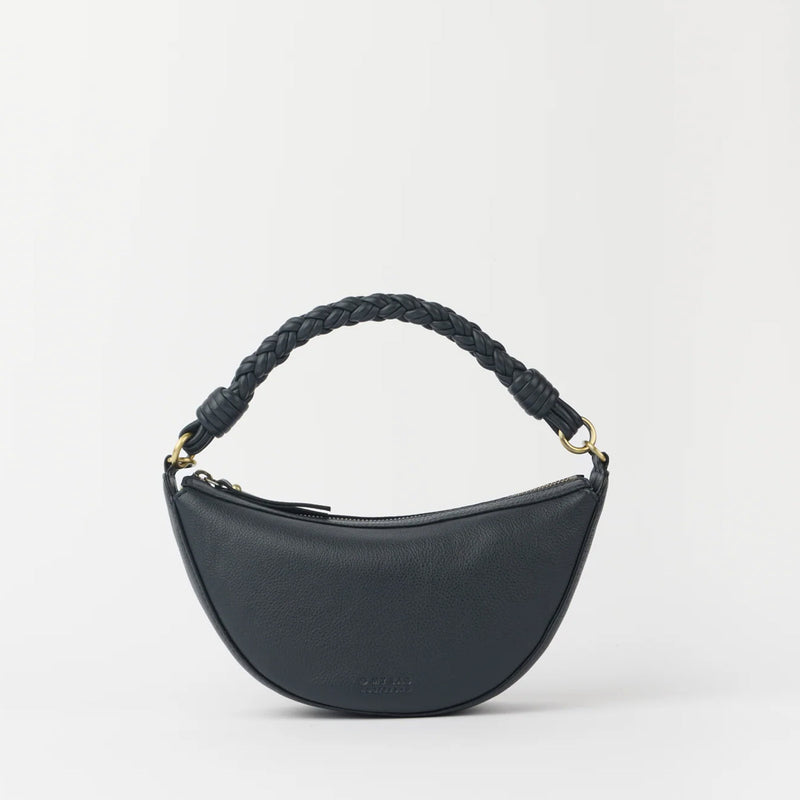 Leo Mini Twisted Handle Soft Grain Leather Bag universe blue