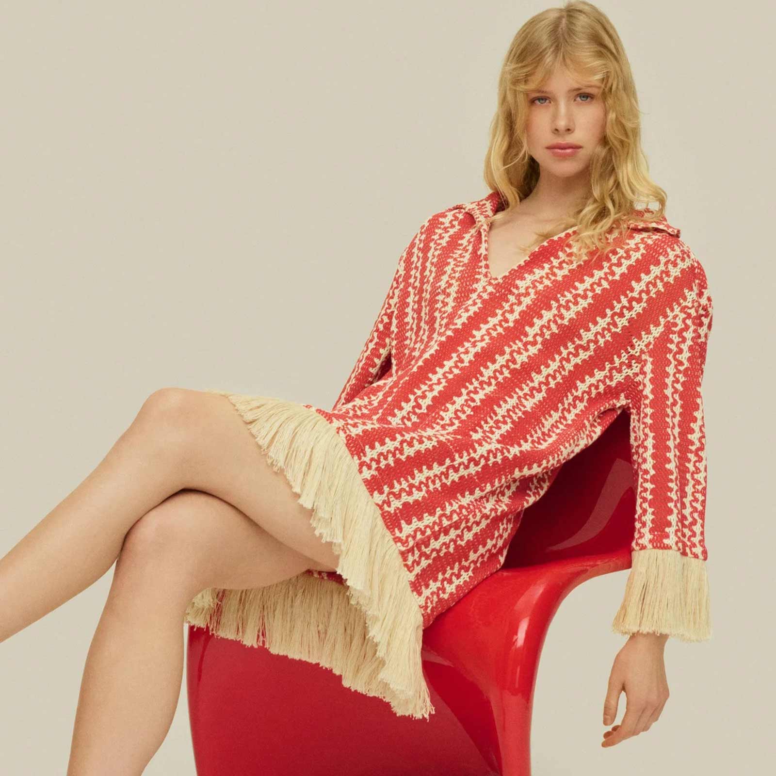 Aya Net Dress red scribble