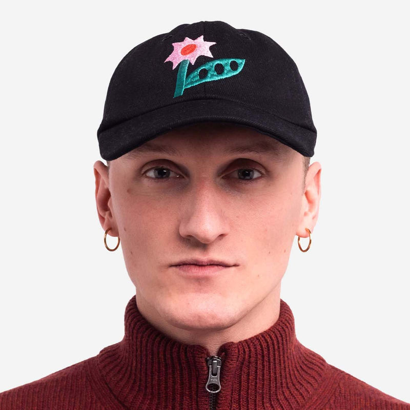 Six Pannel Flowering Cap black denim Olow