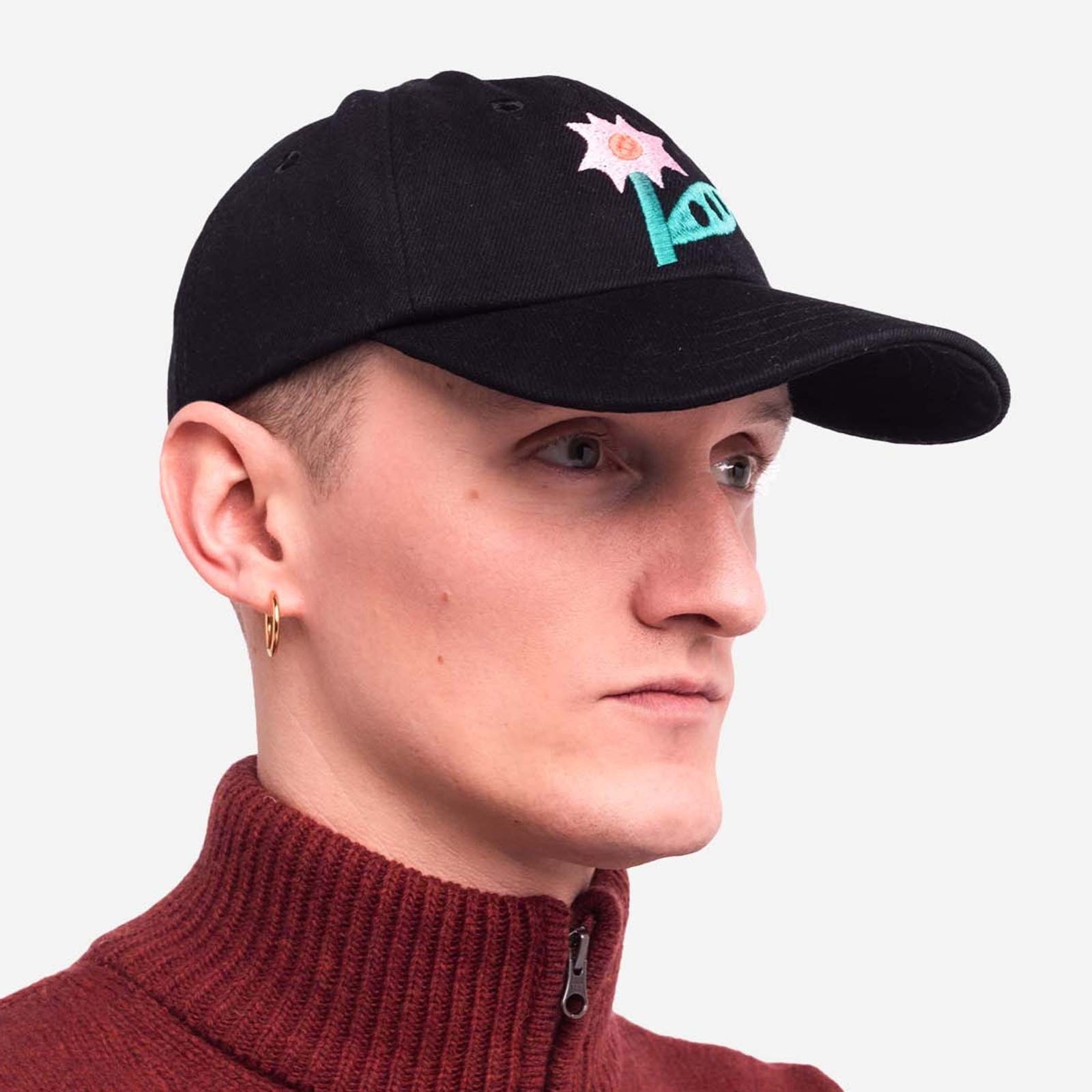 Six Pannel Flowering Cap black denim Olow