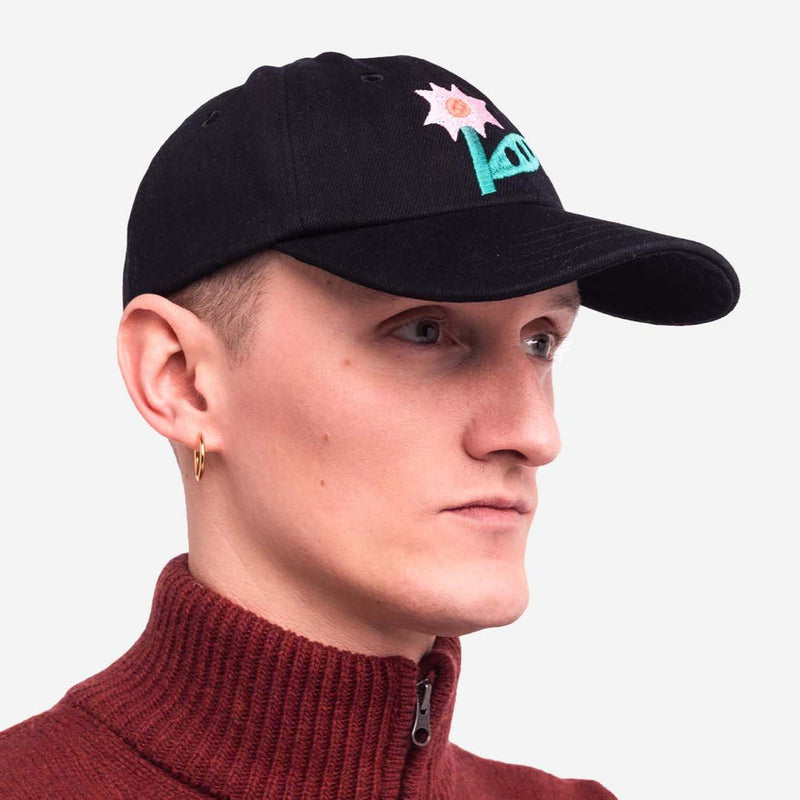Six Pannel Flowering Cap black denim Olow