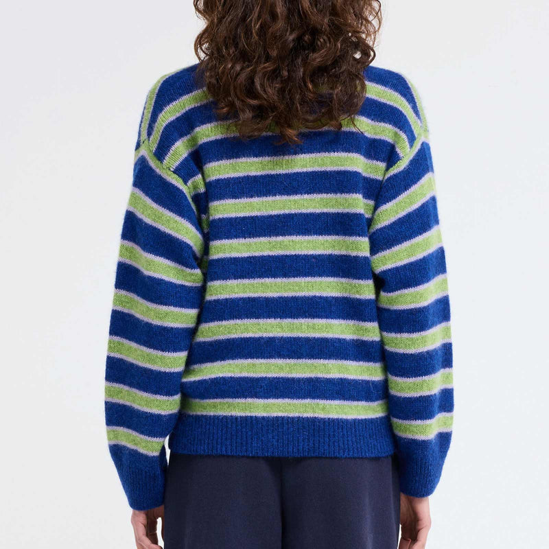 Dolphin S Cardigan green stripe Our Sister