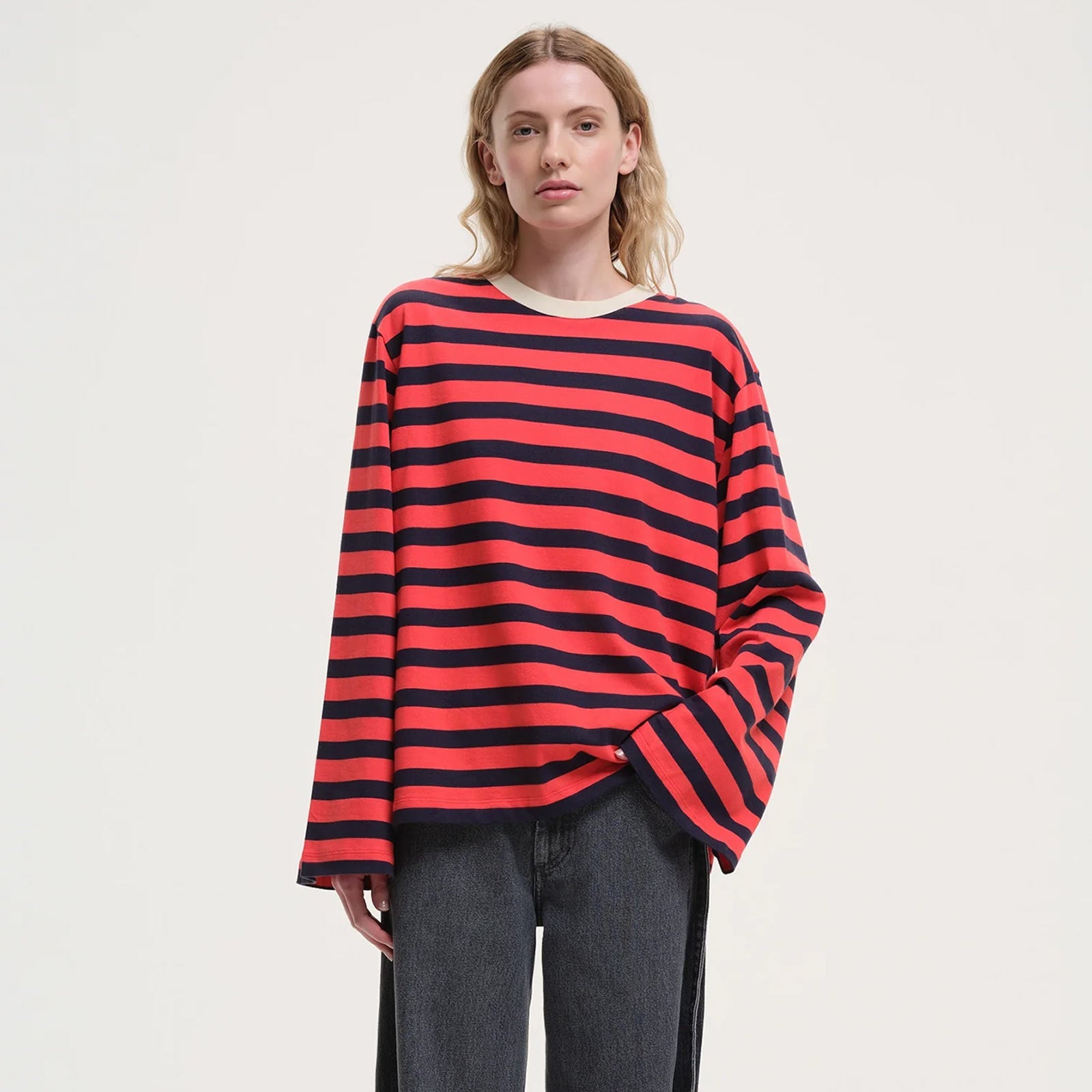 Lione L/S Stripe Tee red Our Sister