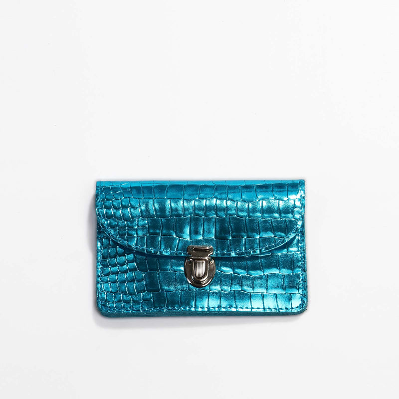 Borsa M Wallet croco turquoise Papoutsi! leather goods