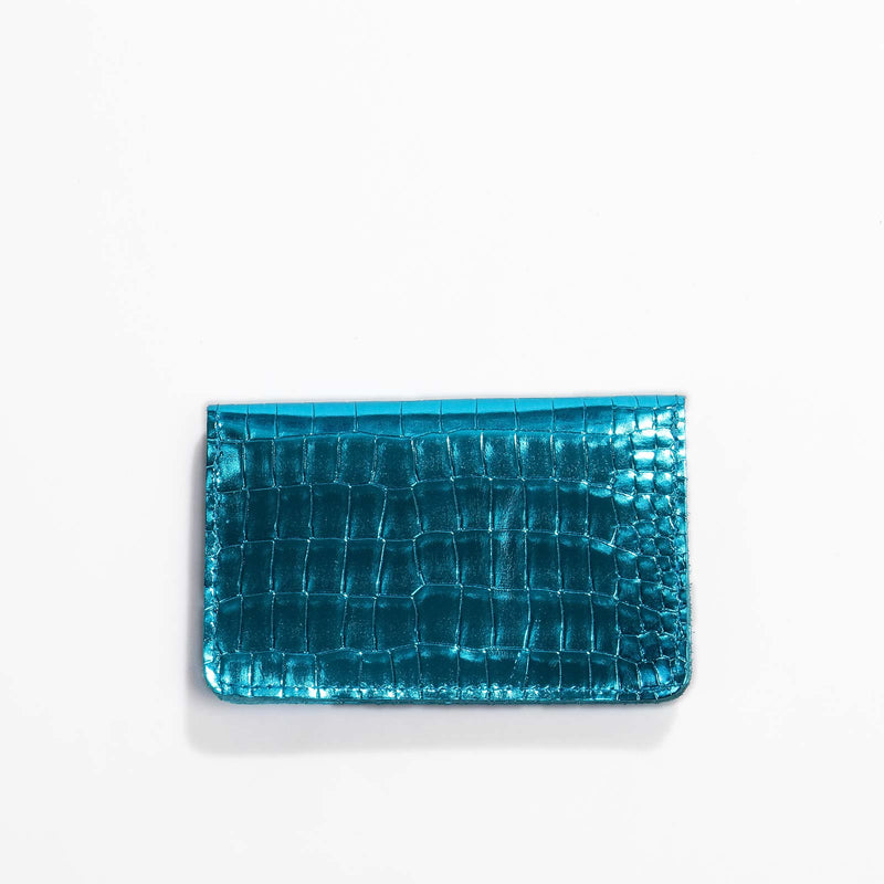 Borsa M Wallet croco turquoise Papoutsi! leather goods