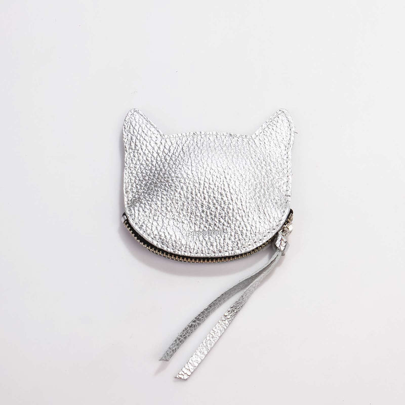 Papoutsini Wallet Katze metallic silver Papoutsi! leather goods