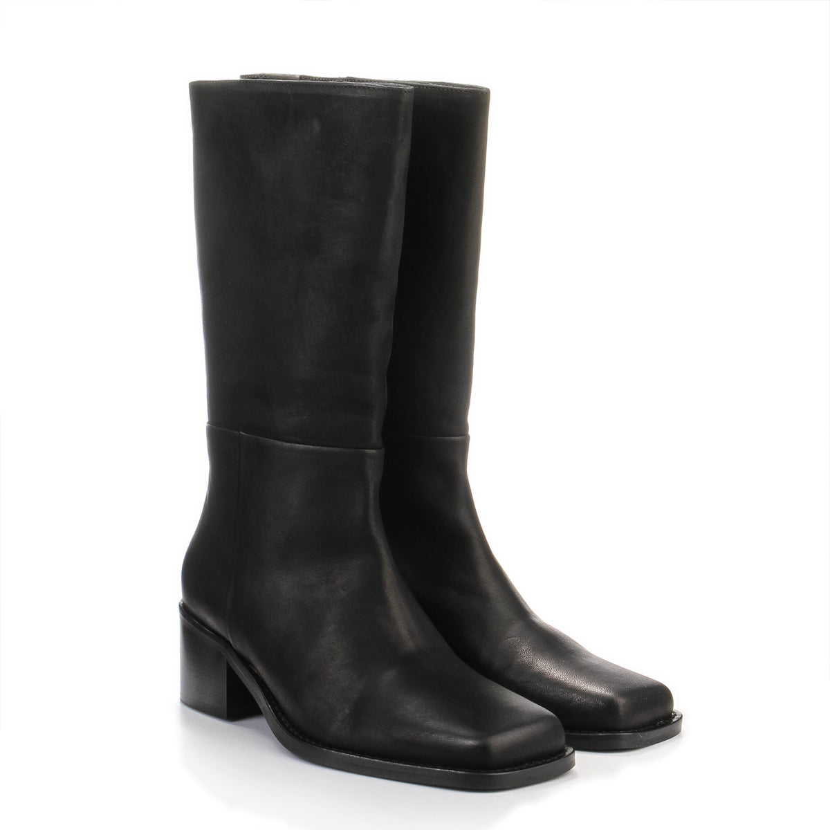 Martina Square Leather Boots black