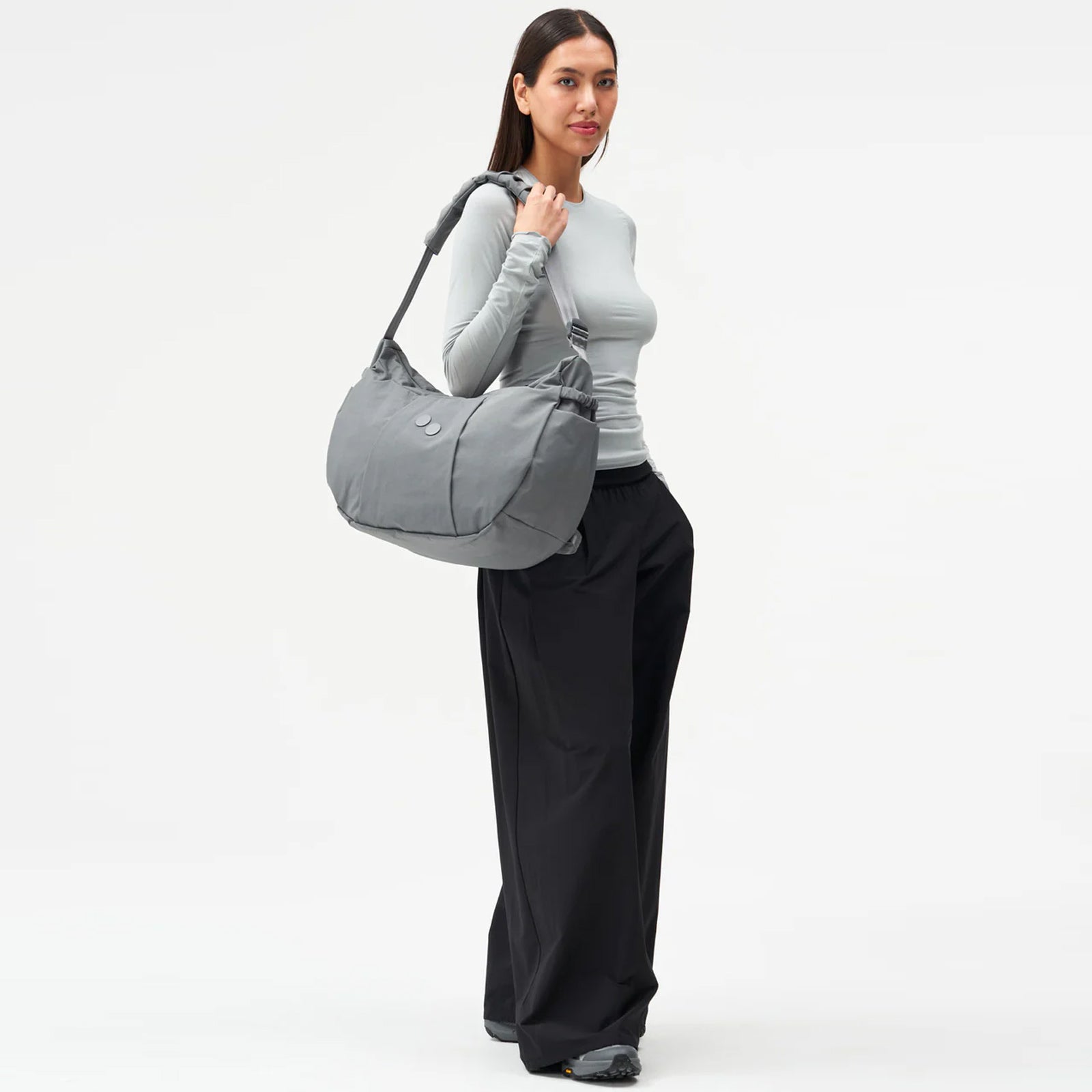 Krumm Large Crossbody Bag crinkle grey pinqponq