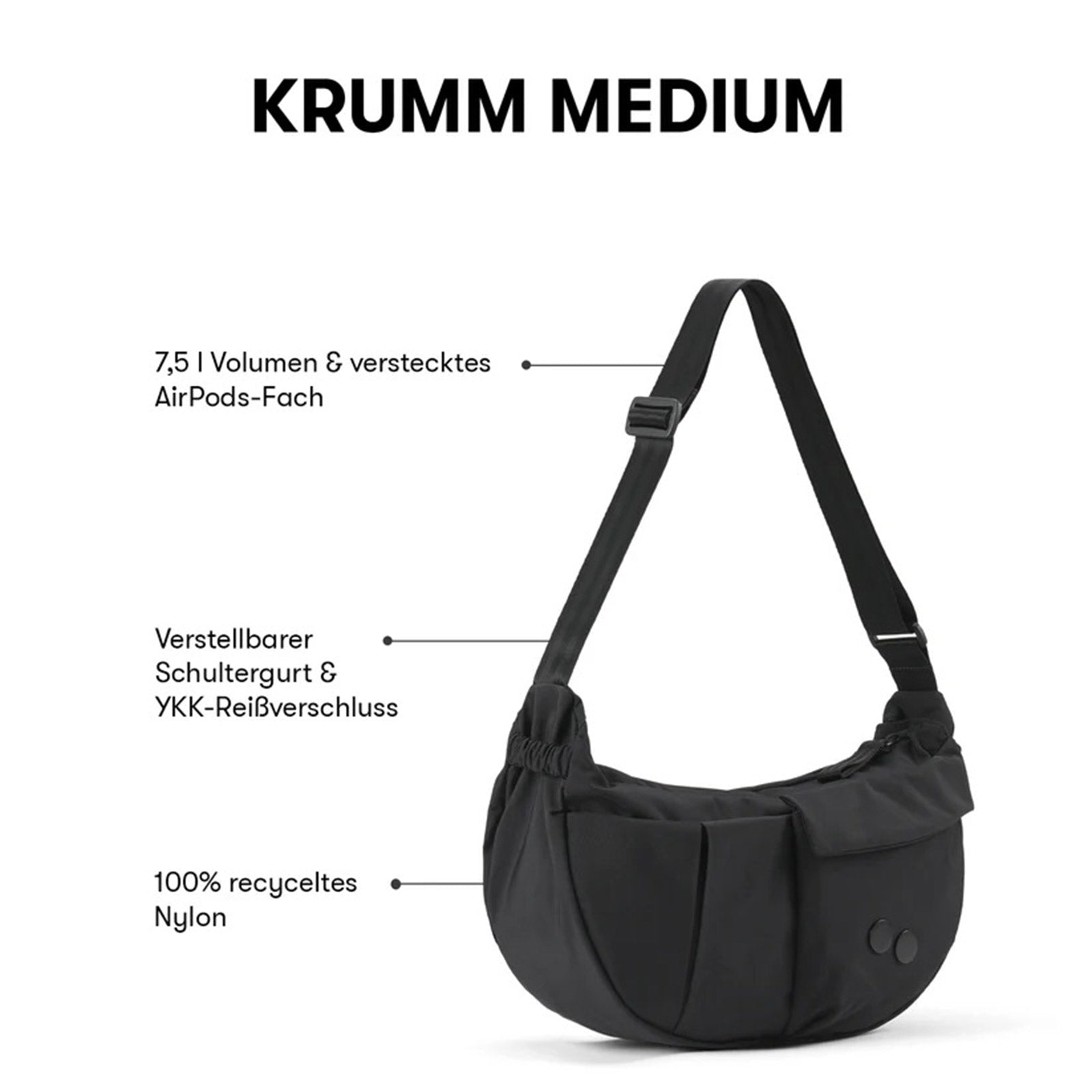 Krumm Medium Crossbody Bag crinkle black